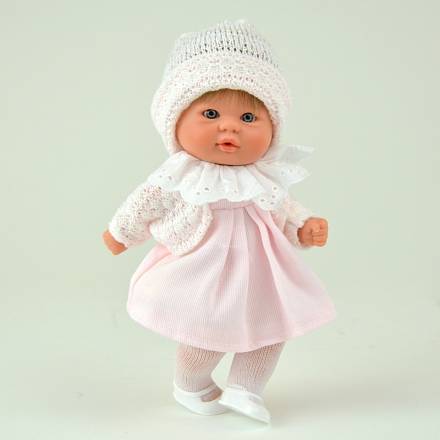 Кукла пупсик в вязаной шапочке, 20 см. 